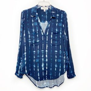Cloth & Stone Robyn Blue Tie-Dyed Button Front Shirt
